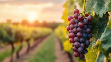 Fototapeta premium A bunch of grapes hanging from a vine
