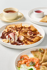Gourmet Banana Crepes with Chocolate and Ice Cream A Vibrant and Elegant Dessert Capture