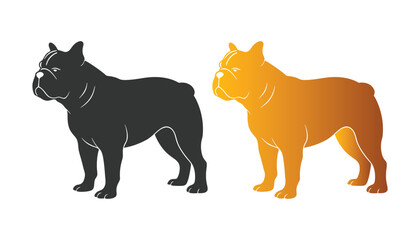 Dog silhouette vector illustration art design. Dog head logo icon set.  Bulldog logo icon silhouette vector style,Clipart , Illustration black with white background.