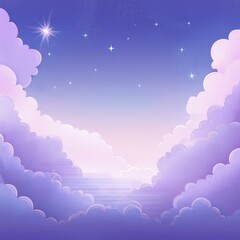 Fototapeta premium creative magical fairytale fantasy clouds border frame with stars and glowing background; Graphic resource