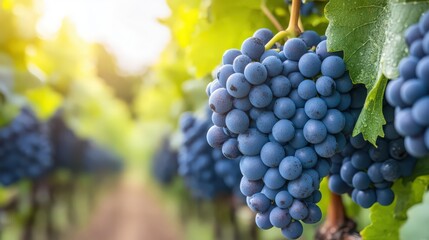 Naklejka premium A bunch of grapes hanging from a vine