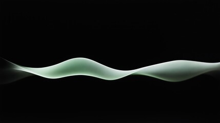 Digital sound wave visualizer in green light against deep black background, embodying calm and technological elegance for Valentines Day