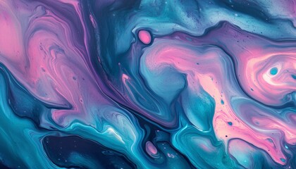 Obraz premium Abstract Swirling Pink And Teal Acrylic Painting