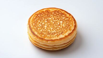 Golden Brown Pancakes Stacked on White Background A Delicious Breakfast Treat