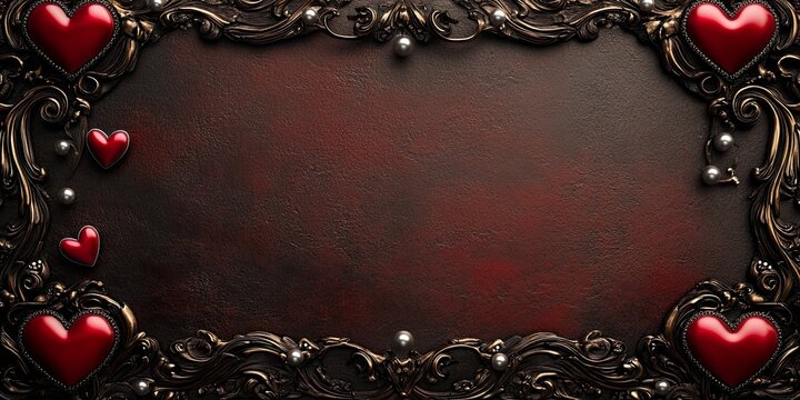 Elegant Vintage Photo Frame Border with Ornate Hearts Design Element