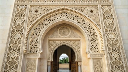 Obraz premium Intricate Islamic geometric designs create a beautiful seamless arch pattern, intricate designs, seamless pattern, arabesque, islamic art