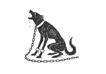 Fototapeta premium Giant Wolf Fenrir hand drawn sketch vector