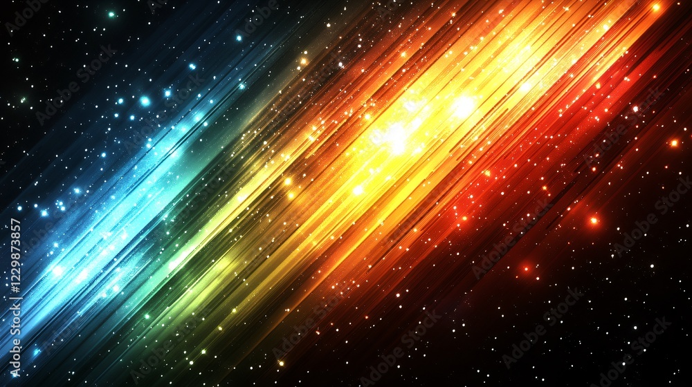 Poster a vector background with bold diagonal stripes from deep blue to vibrant yellow over textured gradie