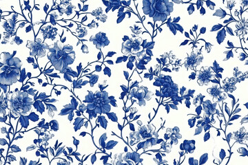 Toile De Jouy vintage floral pattern featuring delicate florals wildflowers and romantic motifs