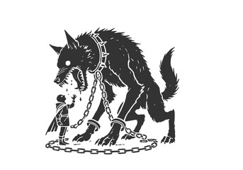 Giant Wolf Fenrir hand drawn sketch vector