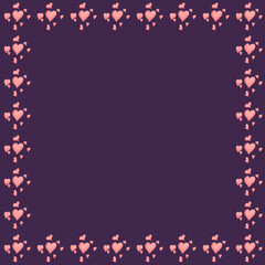 Pink Love shaped pattern illustration on purple background 