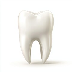 single white tooth with a smooth surface and natural curves, isolated on a clean white background