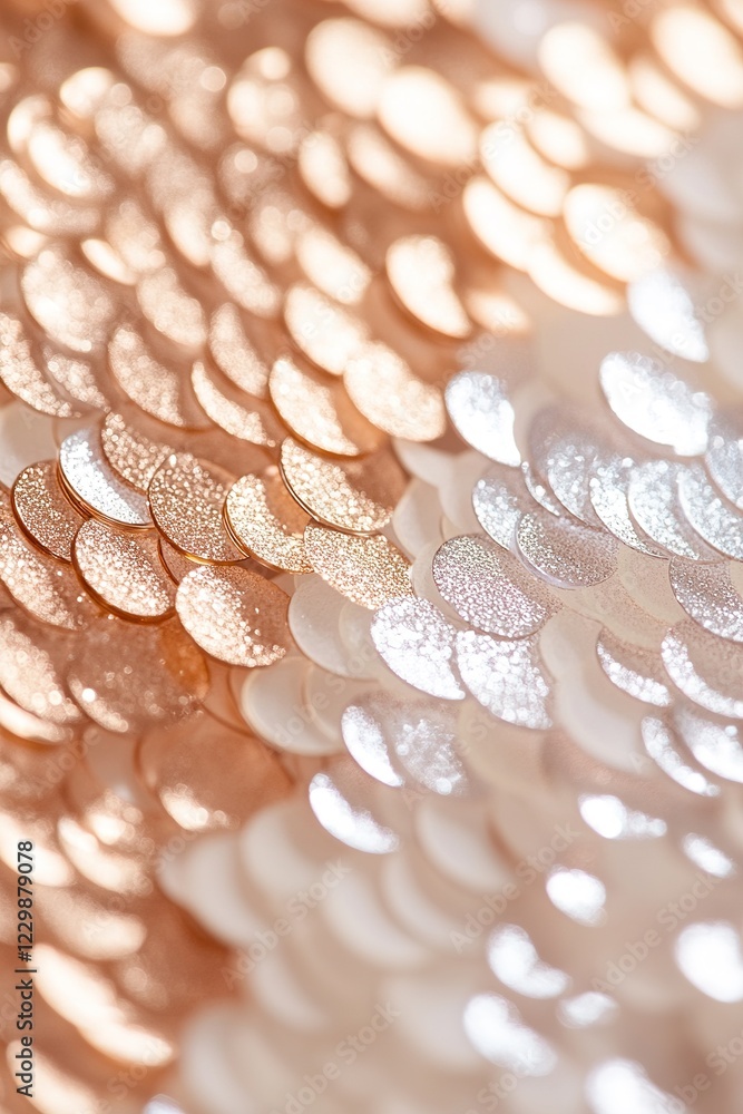 Aufkleber a grid features shimmering sequins in gold, rose gold, and silver tones, creating a dynamic effect w