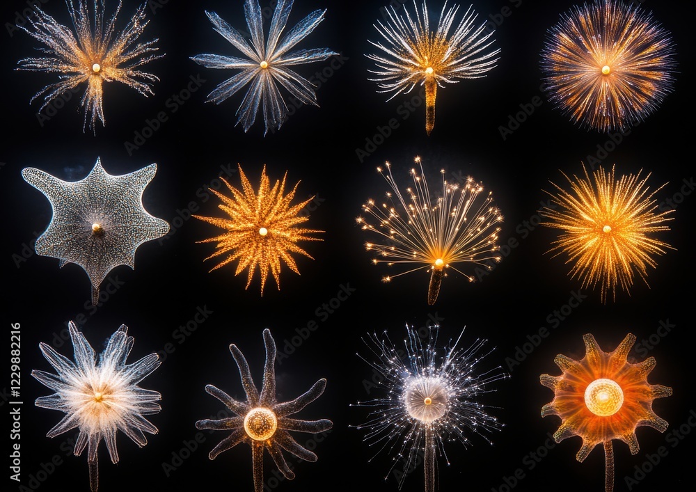 Poster stunning collection of light patterns showcasing unique and creative designs in various shapes, idea