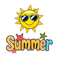 Summer season vector design. Hello summer typography text with tropical holiday elements in sand beach background for fun and enjoy outdoor day vacation. Vector illustration.