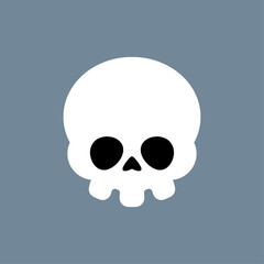 Cute Skull Cartoon. Kawaii Skeleton Head
