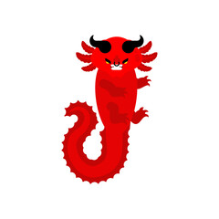 Devil axolotl isolated.  Satan Amphibian Salamander