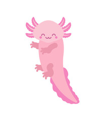 Cute axolotl isolated. Little Amphibian Salamander
