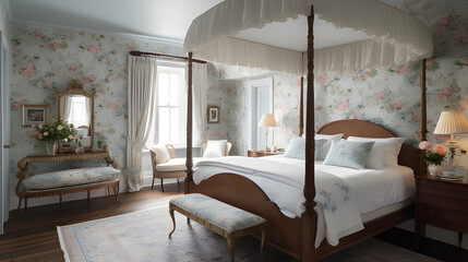 A_classic_bedroom_with_a_four-poster_bed_luxurious