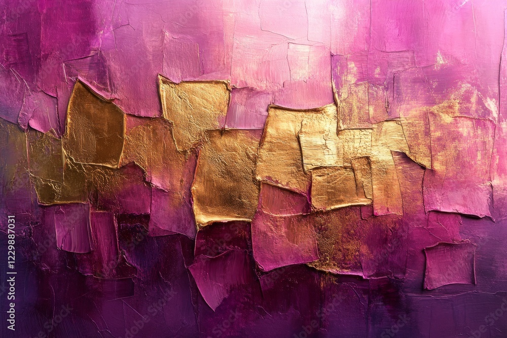 Aufkleber abstract artwork with vibrant pink and gold textures creating a captivating visual experience