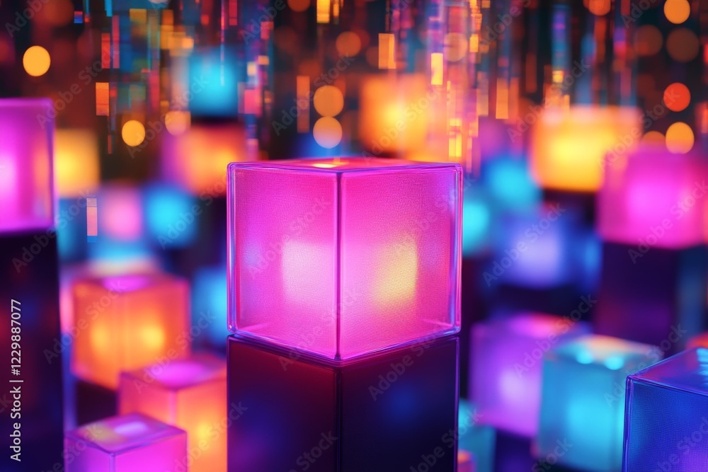 Aufkleber colorful illuminated cubes create a vibrant atmosphere at a nighttime event featuring light displays