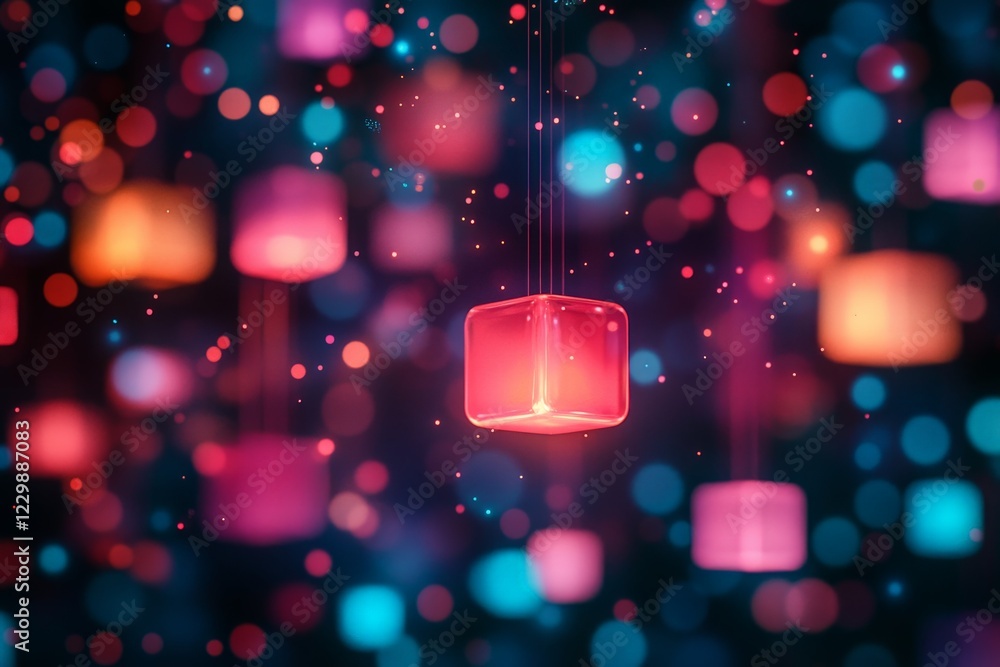 Poster colorful lanterns illuminate a vibrant night with warm light and dynamic bokeh effects in an artisti