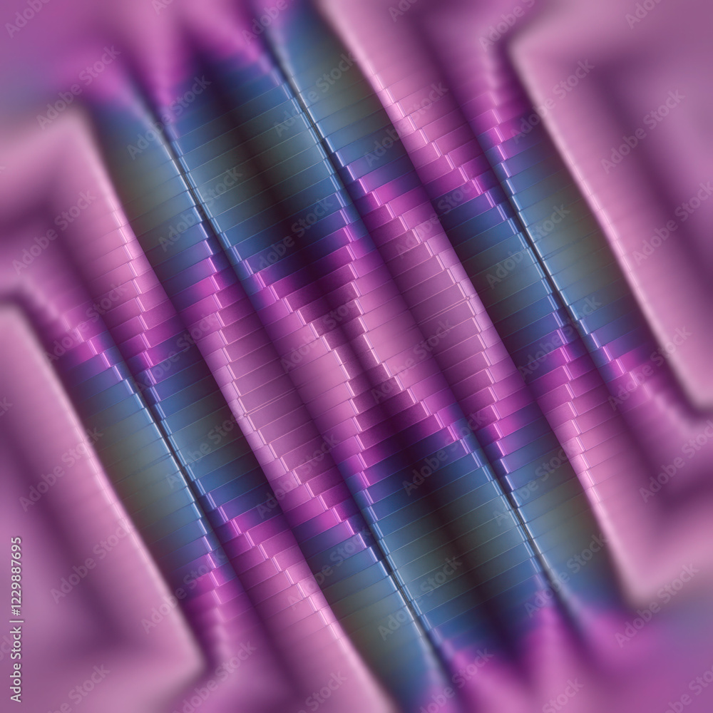 Poster Illustration where bright colors and dynamic geometries intertwine to create background of wavy patterns. 3d rendering