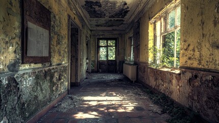 Decaying Grandeur: A Glimpse into a Forgotten Corridor
