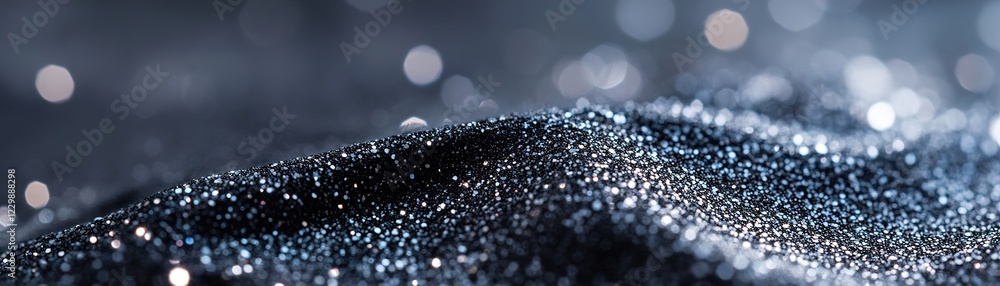 Poster bold minimalist backdrop showcases elegant patterns of black and silver sequins softly illuminating 
