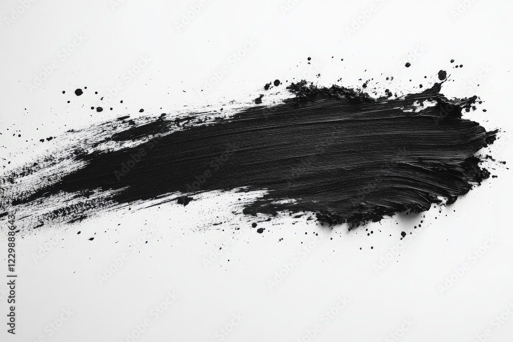 Poster abstract black paint stroke on white background showcasing texture and artistic flair in modern desi