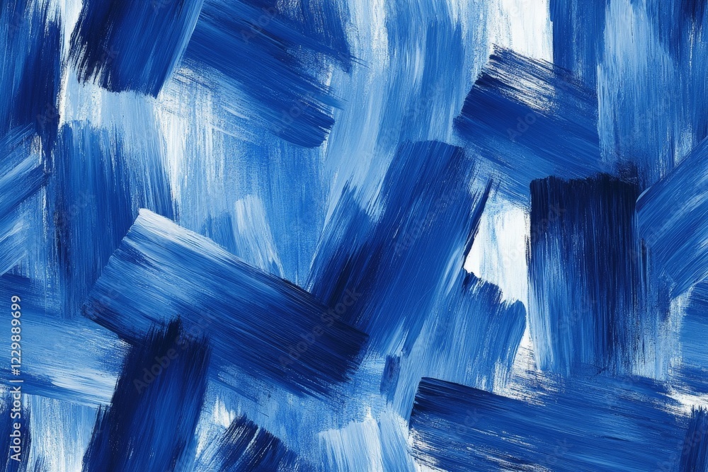 Poster Vibrant blue brush strokes create a dynamic and textured backdrop for artistic expression and design projects