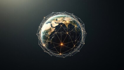 Earth with connection lines surrounding it