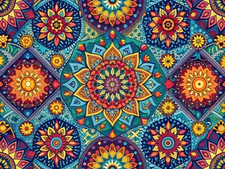 Aerial Drone View Abstract Hand-Drawn Pattern, Geometric Shapes, Colorful Design, Texture Background