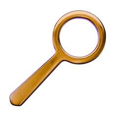 Gold Metal 3D Magnifying Glass – Luxury Search Icon, Elegant Loupe