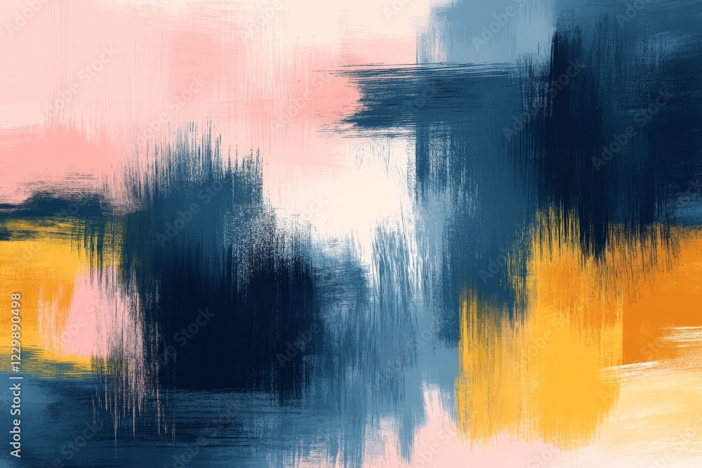 Poster colorful abstract painting with bold brush strokes representing harmony and creativity in an artisti