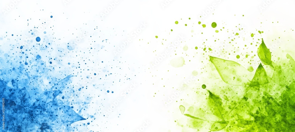Poster abstract watercolor background with blue and green bokeh effect gradient and copy space