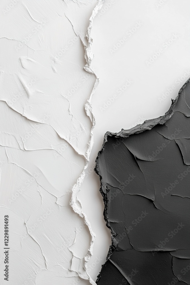 Poster a minimalistic design features a torn paper texture dividing the background into two contrasting hal