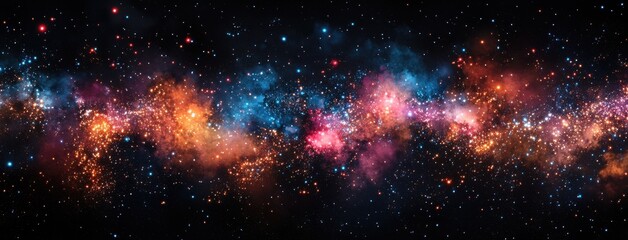 Obraz premium Stunning Vastness of Colorful Galaxy with Bright Stars and Nebulae in Deep Space Creating a Breathtaking Cosmic Landscape