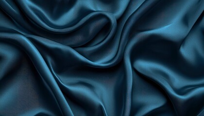 Obraz premium Deep Teal Silk Fabric Draped in Elegant Waves