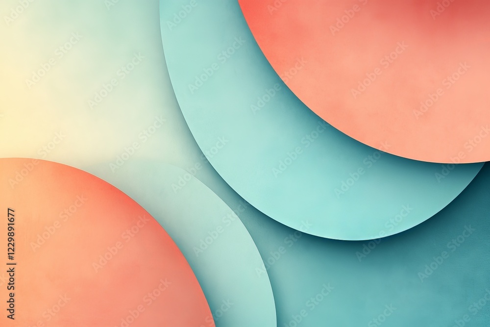 Fototapete Colorful abstract geometric shapes create a harmonious design with soft gradients and overlapping elements in a modern artistic composition