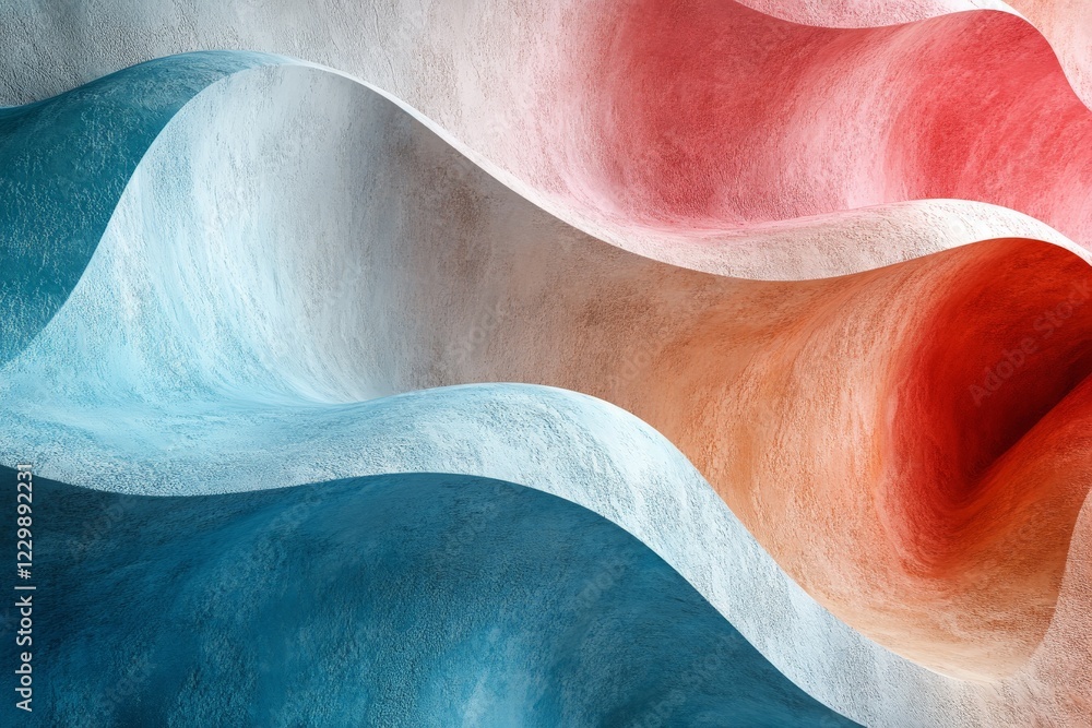 Aufkleber colorful curved patterns create a vibrant abstract design in shades of blue, red, and beige, resembl
