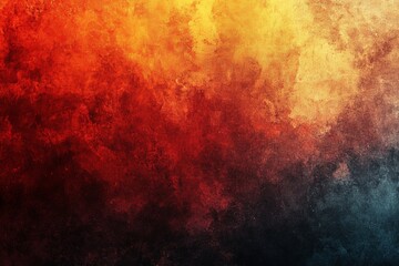 Vibrant abstract artwork showcasing dynamic hues of red, orange, and yellow blending into deep blue tones