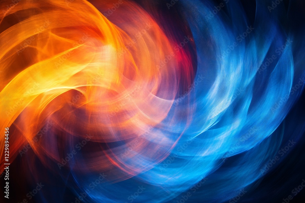 Aufkleber Colorful swirls of blue and orange light create an abstract visual effect in a dark setting
