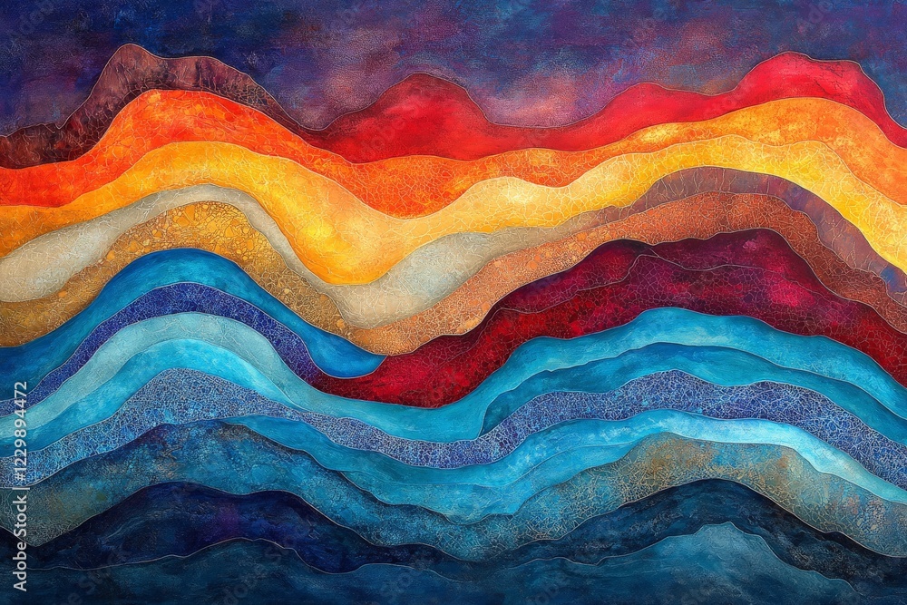 Poster vibrant waves of color and texture inspire emotions and creativity in an abstract artwork