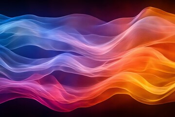 Obraz premium Colorful abstract waves of flowing light in vivid shades of blue, pink, orange, and purple create a serene and dynamic atmosphere