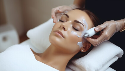 woman applying make up