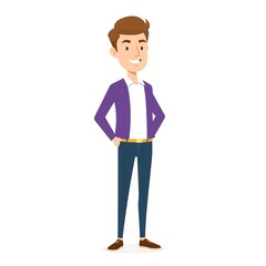 Obraz premium animated illustration of a cool man standing in isolated background, generative ai