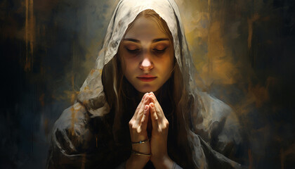 portrait of a young woman in a dark room