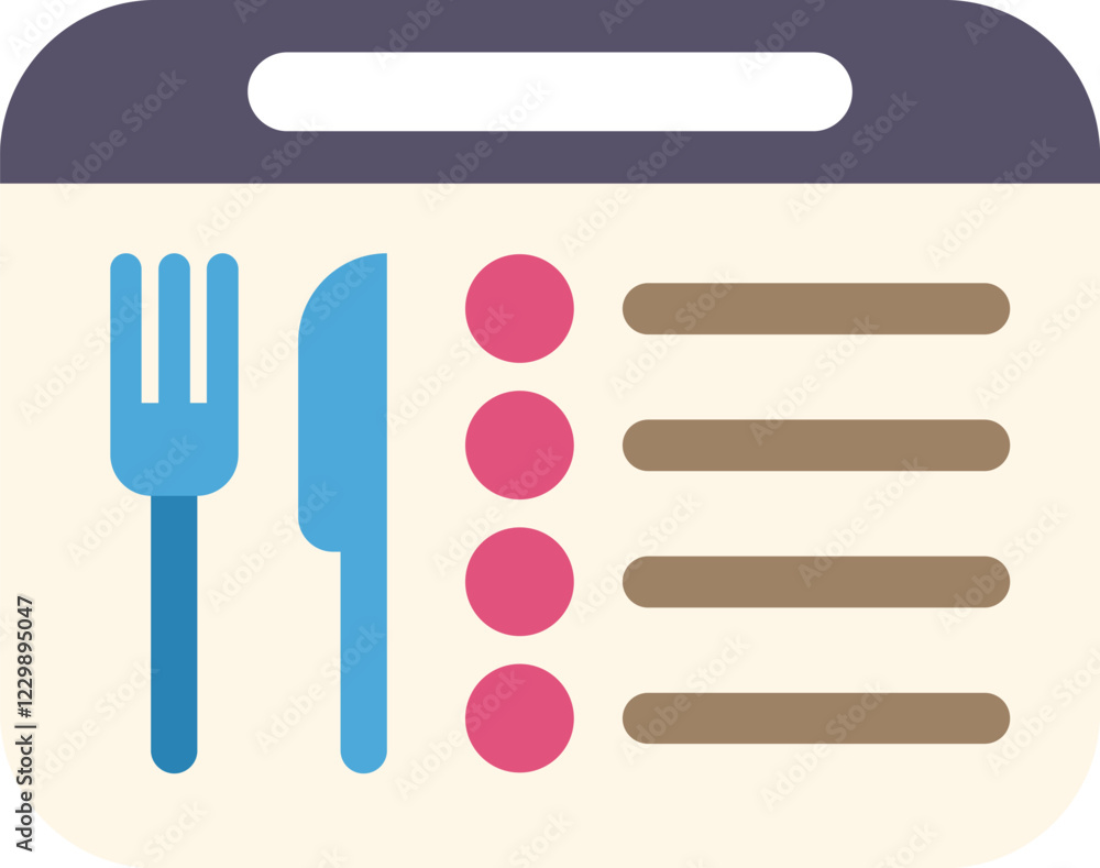 Aufkleber online menu featuring a fork and knife icon, symbolizing a digital platform for browsing and orderin
