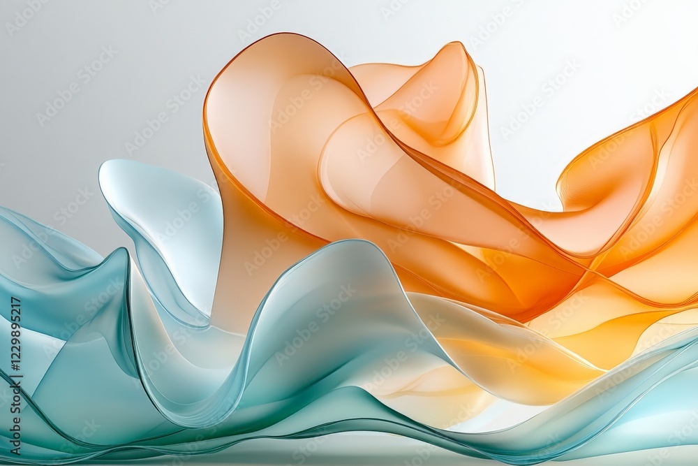 Poster Colorful flowing abstract shapes create a dynamic visual effect in a minimalist background setting